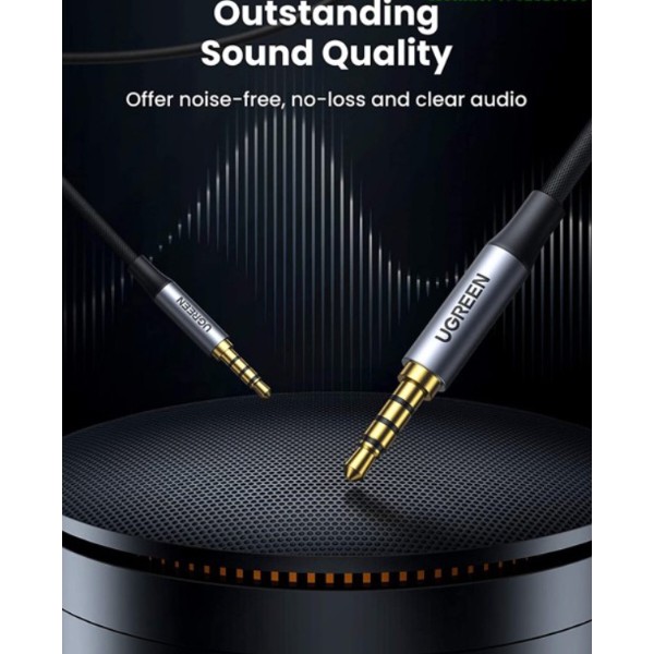 Фото - Кабель 3.5 мм - 3.5 мм UGREEN AV183 3.5mm to 3.5mm 4-Pole M/M Audio Cable Alu Case 3m Gray (20785)
